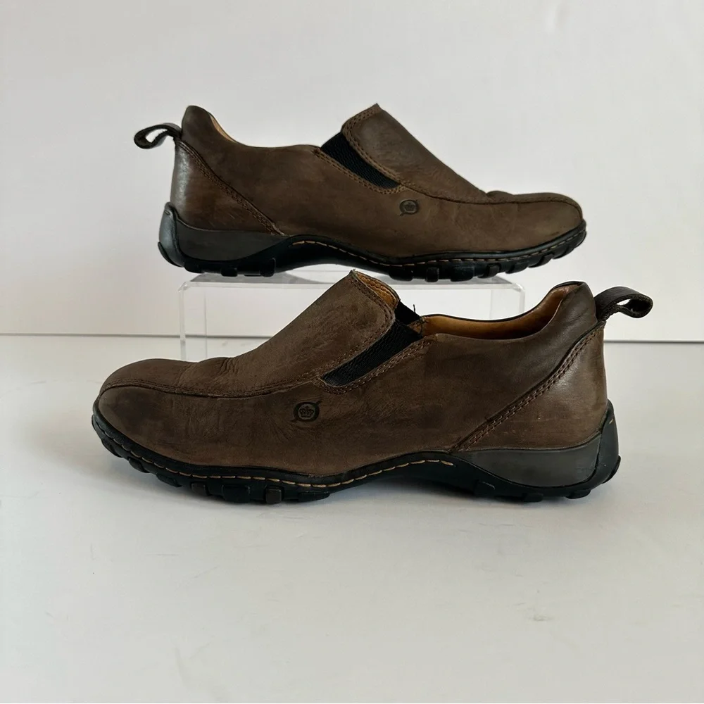 Born Mens Brown Leather Loafer Slip On Shoes Size‎ 9 Casual Comfort